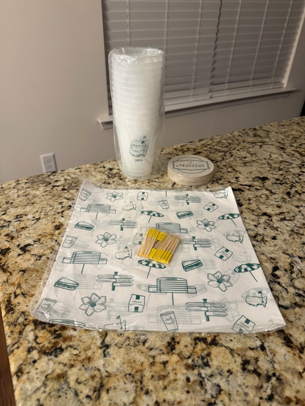 Masters 2026 Tournament Souvenir Cups, Coasters, Wax Paper,  Decorative Picks